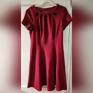 Red A-Line Puff Sleeve Mini Dress
